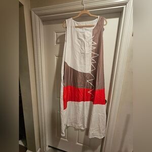 Women's Printed Color Block Maxi Sundress 2X